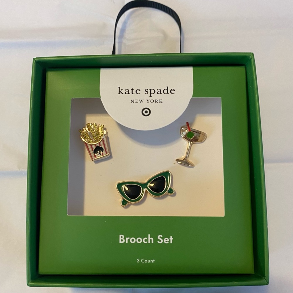 3pk Mixed Novelty Pin Set- kate spade new york x Target Green/Pink/Gold - NWT